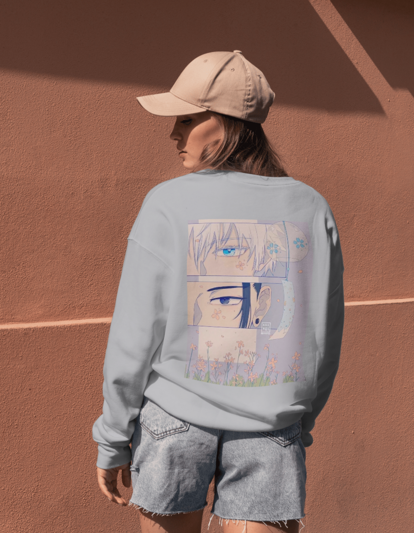 Anime-Inspired Graphic Sweatshirt with Minimalistic Character Design